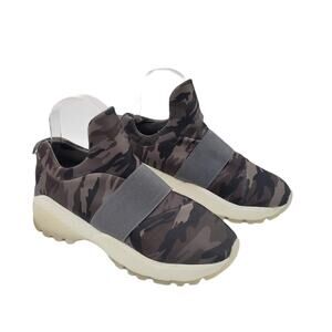 J/Slides NYC Women's Manic Camouflage Sneakers Walking Shoes Slip on Gray Size 8